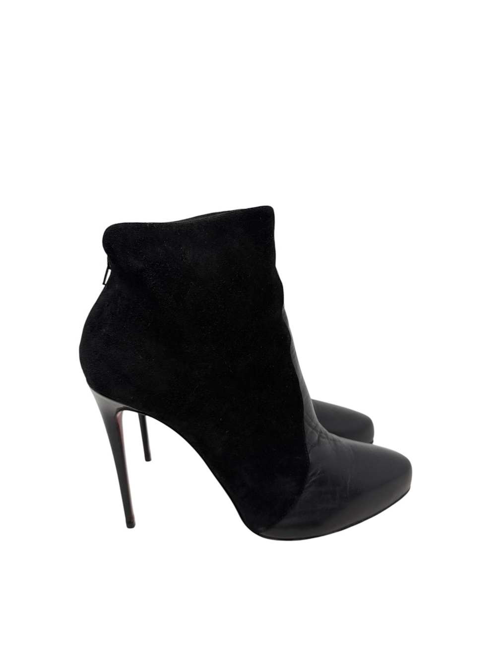 Christian Louboutin Gaetanina Black Leather Suede Almond Toe Ankle Boots Size 40 - Picture 2 of 10